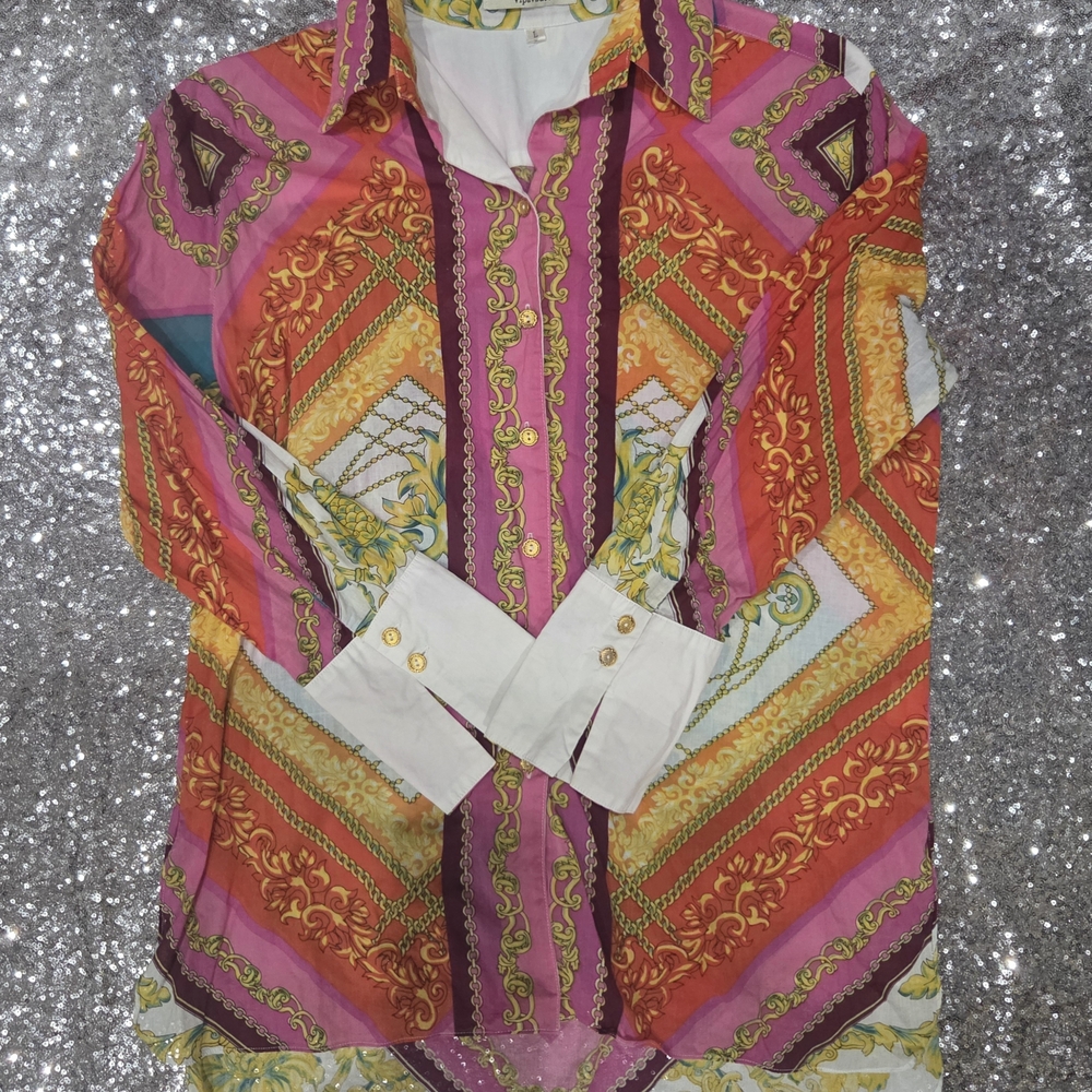 Colorful Geometric Button-Up Shirt
